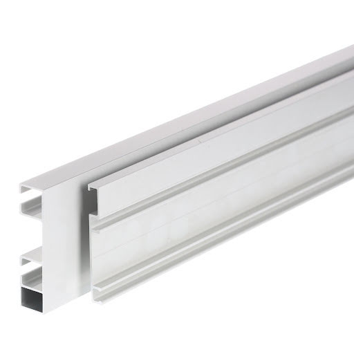 Riex ES65 Double rail pour porte coulisante 2000 mm, argent anodisé, inférieur+supérieur,