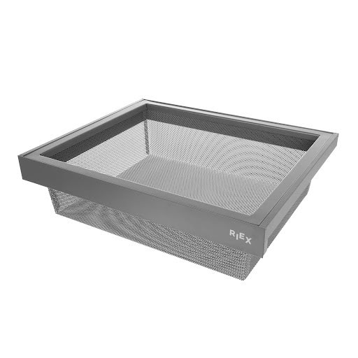 Riex VX95 Ausziehbarer Aluminium-Rahmen mit Aufbewarungskorb, H140, W600, 420 mm, Dark Grey