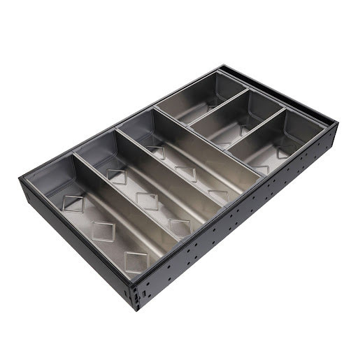 RiexTrack Cutlery tray, set of 3 + 3 bowls, W276, 500 mm, black