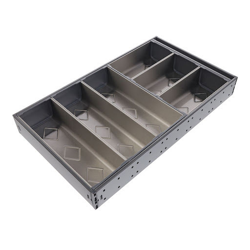 RiexTrack Cutlery tray, set of 3 + 3 bowls, W276, 500 mm, dark grey