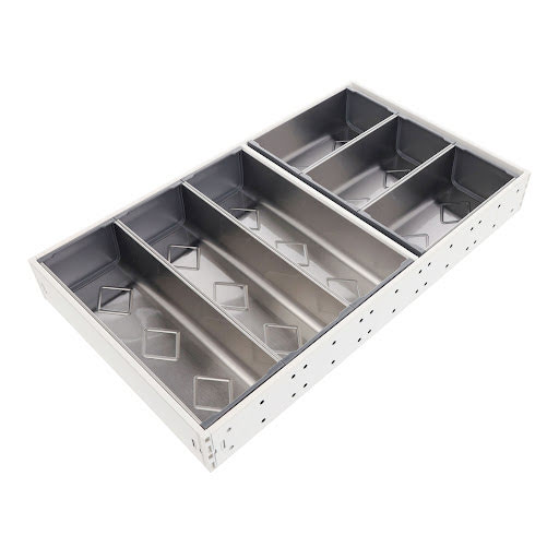 RiexTrack Cutlery tray, set of 3 + 3 bowls, W276, 500 mm, white