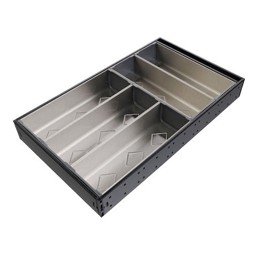 RiexTrack Cutlery tray, set of 3 + 2 bowls, W276, 500 mm, black