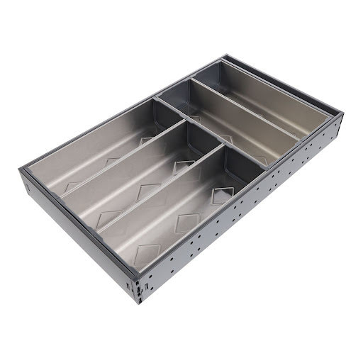 RiexTrack Cutlery tray, set of 3 + 2 bowls, W276, 500 mm, dark grey