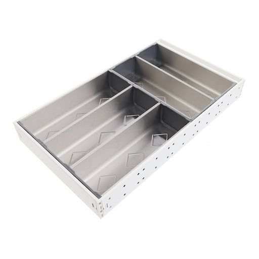 RiexTrack Cutlery tray, set of 3 + 2 bowls, W276, 500 mm, white