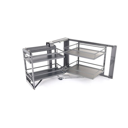 Riex GP68 Corner pull-out baskets with door attached, frame with mechanism, left, W900, dark grey