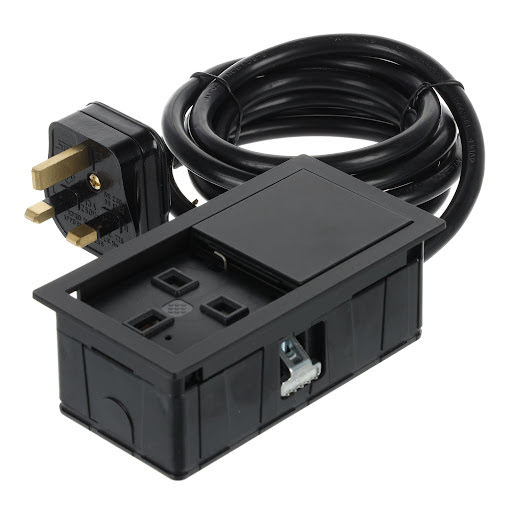 ASA Plastici Versahit Mono, Electrical socket UK (1×), IP54, cable 2 m, matt black