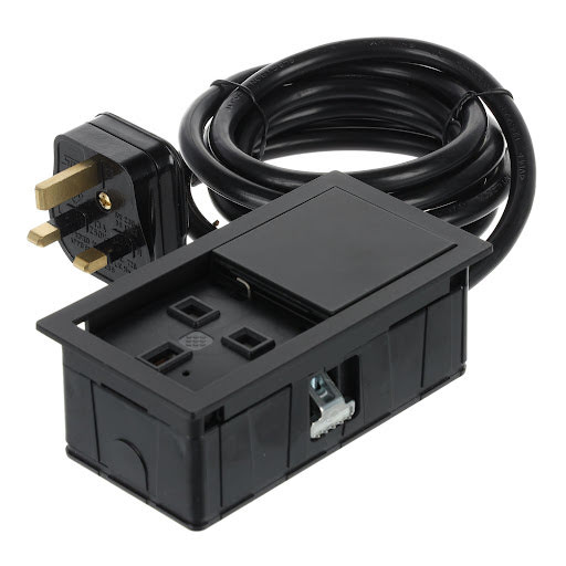 ASA Plastici Versahit Mono, Gniazdo elektryczne UK (1×), IP54, kabel 2 m, czarny mat