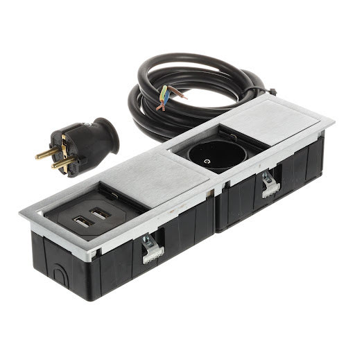 ASA Plastici Versahit Mono Combi elektrická zásuvka French (1×), USB A (2×), IP54, kabel 2 m, imitac