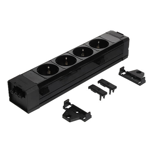 ASA Plastici Versatek basic, Electrical socket Schuko (4×), GST in/out, black matt