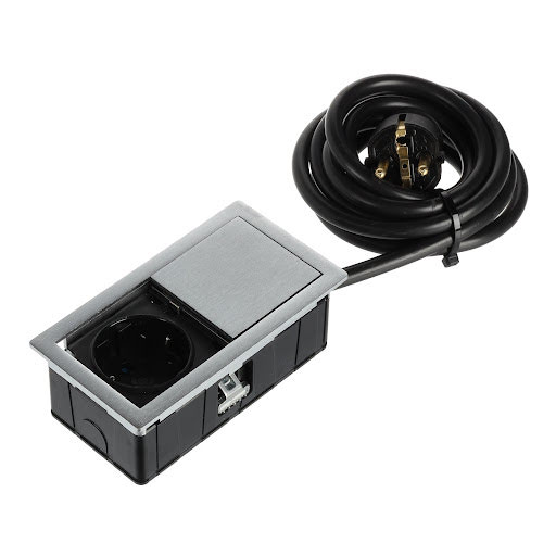 ASA Plastici Versahit Mono, Electrical socket Schuko (1×), IP54, cable 2 m, stainless steel