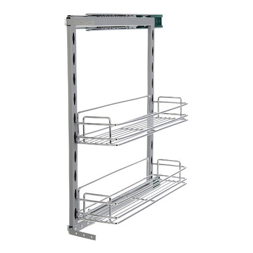Riex GD43 Side baskets with frame, wire, ball bearing slides, L/R, W200, chrome