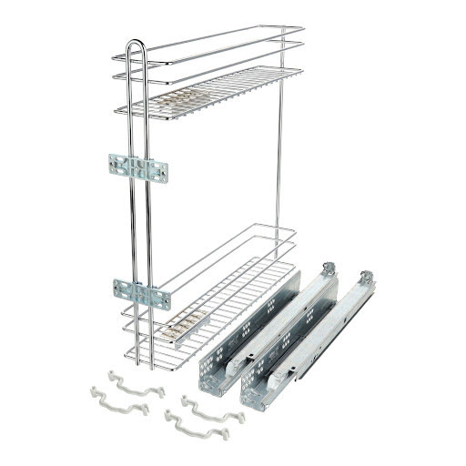 Riex GD34 Side baskets, wire, Blum full ex. concealed slides, 3D brackets, right, W150, chrome