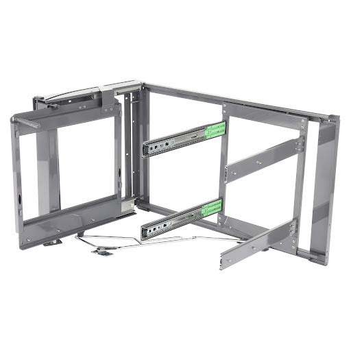 Riex GP58 Corner pull-out baskets w/o door attached, frame with mechanism, left, W900, dark grey