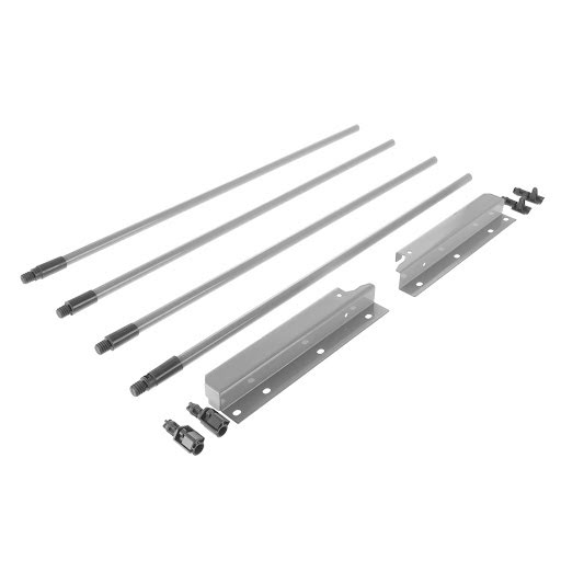 Riex NX40 Set of 4 round longitudinal railings with back brackets, 204/500 mm, grey