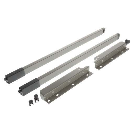 Riex NX40 Set of 2 square longitudinal railings with back brackets, 204/500 mm, grey