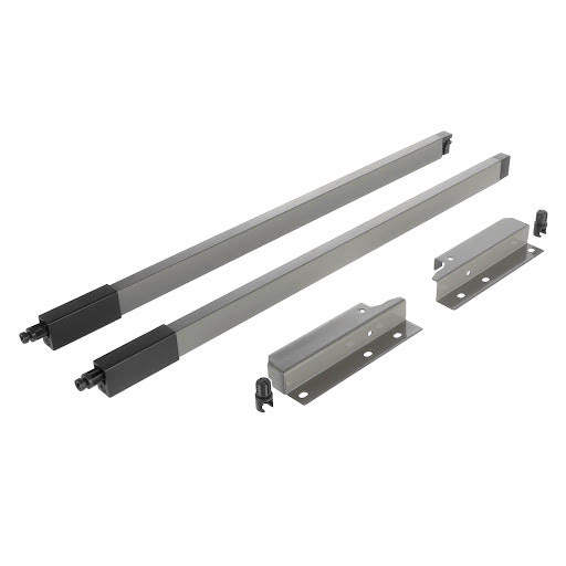 Riex NX40 Set of 2 square longitudinal railings with back brackets, 140/500 mm, grey