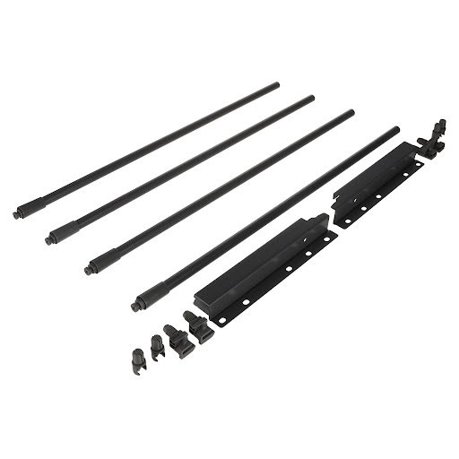 Riex ND30 Set of 4 round longitudinal railings with back brackets, 201/500 mm, dark grey