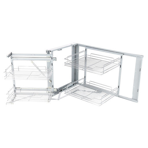 Riex GP63 Corner pull-out baskets with door attached, wire baskets, L/R, W900, chrome
