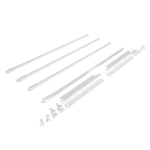 Riex ND30 Set of 4 round longitudinal railings with back brackets, 201/500 mm, white