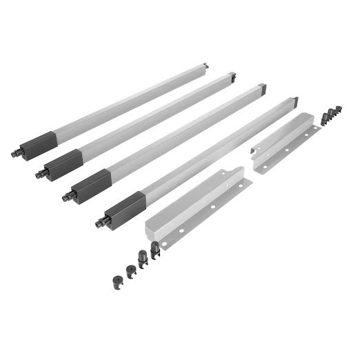 Riex NX40 Set of 4 square longitudinal railings with back brackets, 204/500 mm, grey