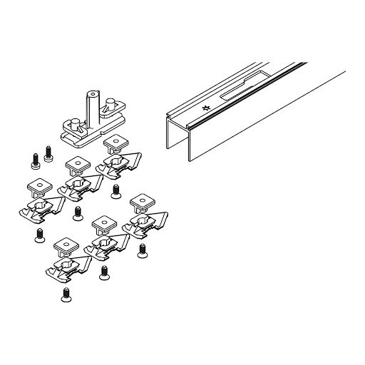 Hawa Junior 100 Z Taschenprofil, Set mit Bajonettverschluss 2000 mm, Silber eloxiert