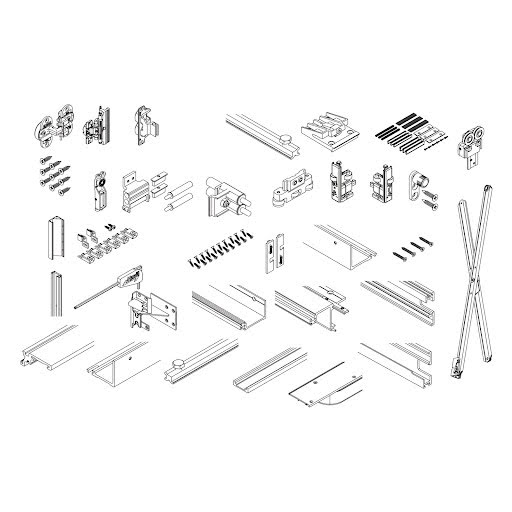 Hawa Folding Concepta 25, H 1250–1850 mm, készlet bal ajtókhoz, ezüst-eloxált