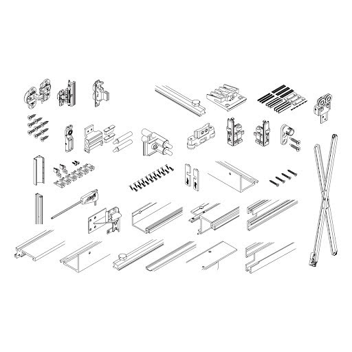 Hawa Folding Concepta 25, H 1250–1850 mm, készlet jobb ajtókhoz, ezüst-eloxált