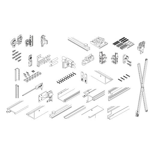 Hawa Folding Concepta 25, H 1250–1850 mm, Set rechts öffnend, Schwarz eloxiert