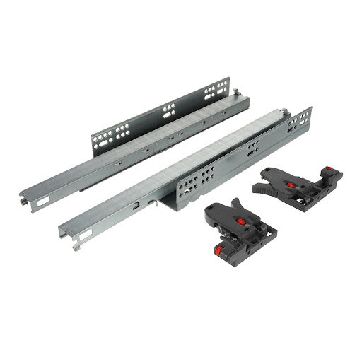Riex NU80 (19mm) Concealed slide, full extension, soft-close, synchro, 40 kg, 450 mm, 3D brackets