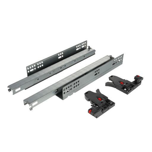 Riex NU80 (19mm) Concealed slide, full extension, soft-close, synchro, 40 kg, 400 mm, 3D brackets