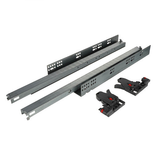 Riex NU80 (19mm) Concealed slide, full extension, soft-close, synchro, 40 kg, 600 mm, 3D brackets