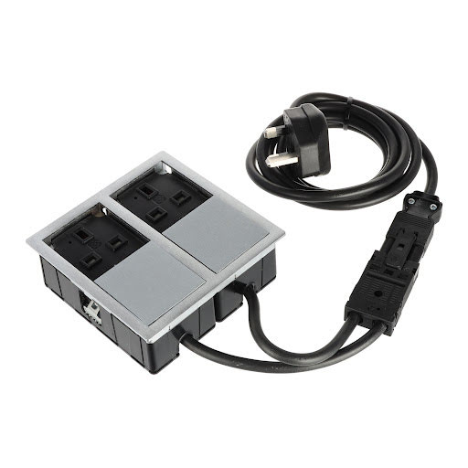 ASA Plastici Versahit Dual Electrical socket UK (2×), IP54, IP54, cablu 2 m, oțel inoxidabil