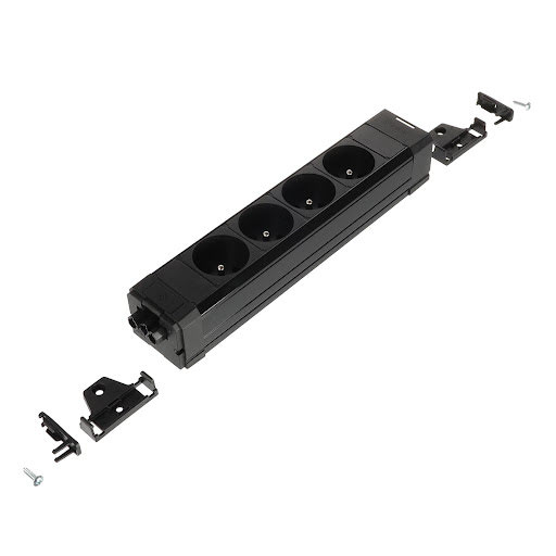 ASA Plastici VERSATEK Basic 4× type E 2p+T, RJ45 GST In/Out, noir mat