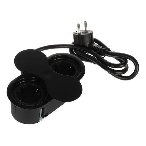 SFL Eight, Electrical socket Schuko (2×), cable 1 m, matt black