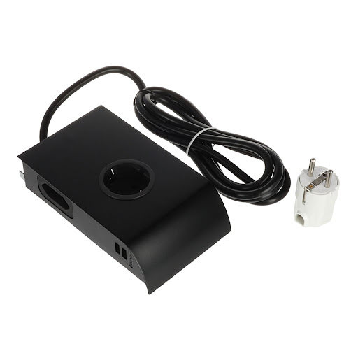 SFL Born, priză electrică Schuko (1×) + 2 × port USB A 2A (2×), cablu de 2 m, negru mat