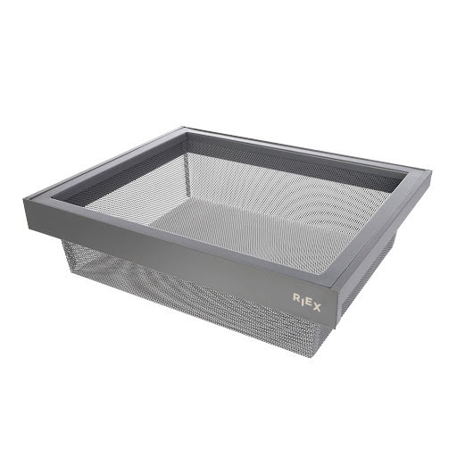 Riex VX95 Ausziehbarer Aluminium-Rahmen mit Aufbewarungskorb, H140, W900, 420 mm, Dark Grey