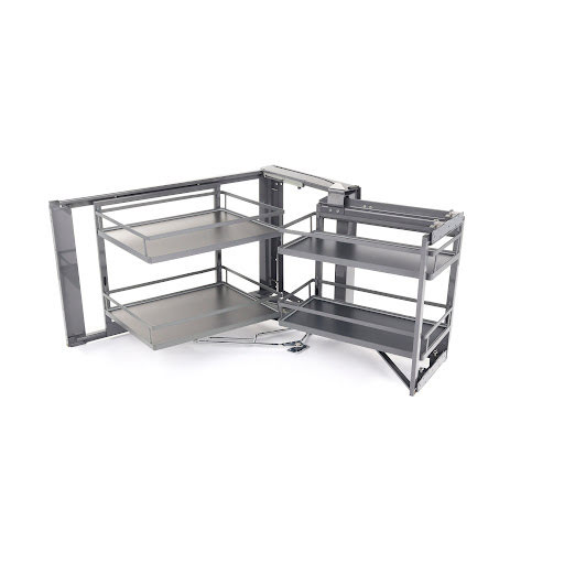 Riex GP68 Corner pull-out baskets with door attached, frame with mechanism, right, W900, dark grey