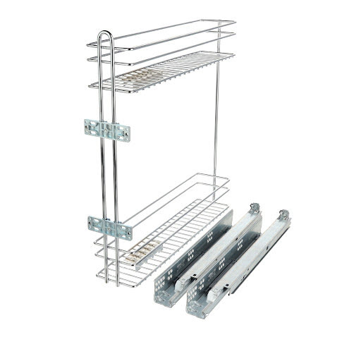 Riex GD34 Side baskets, wire, Blum full ex. concealed slides, 3D brackets, left, W200, chrome