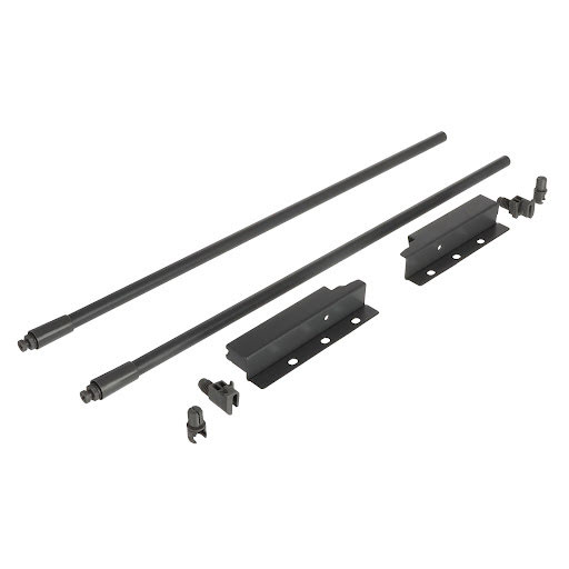 Riex ND30 Set of 2 round longitudinal railings with back brackets, 137/550 mm, dark grey