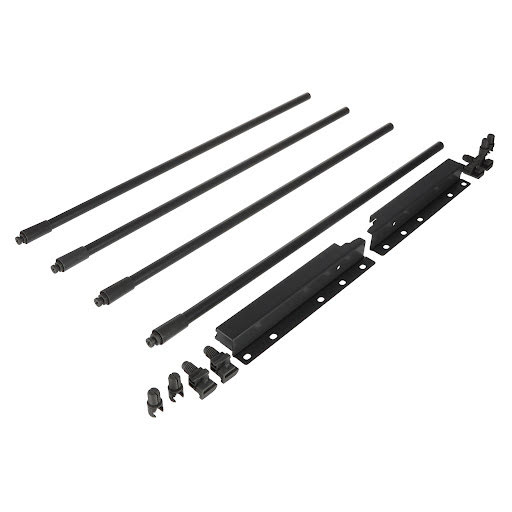 Riex ND30 Set of 4 round longitudinal railings with back brackets, 201/550 mm, dark grey
