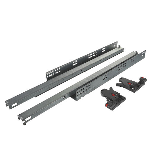 Riex NU80 (19mm) Concealed slide, full extension, soft-close, synchro, 40 kg, 650 mm, 3D brackets