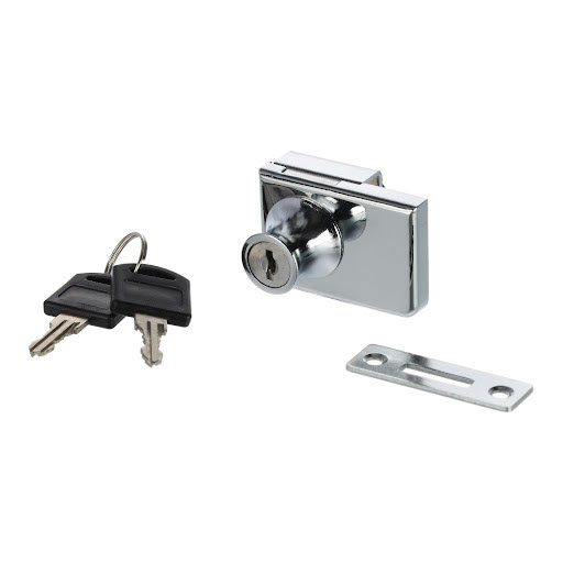 Riex EZ20 Glass furniture lock, no drill, for 1 or 2 doors, plastic keys