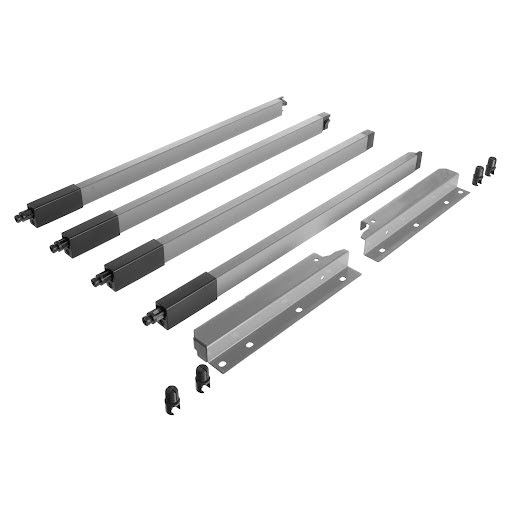 Riex NX40 Set of 4 square longitudinal railings with back brackets, 204/450 mm, grey