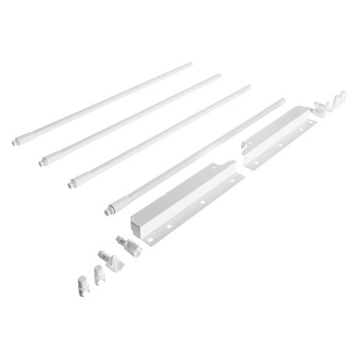 Riex NX40 Set of 4 round longitudinal railings with back brackets, 204/450 mm, white