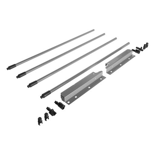 Riex NX40 Set of 4 round longitudinal railings with back brackets, 204/550 mm, grey