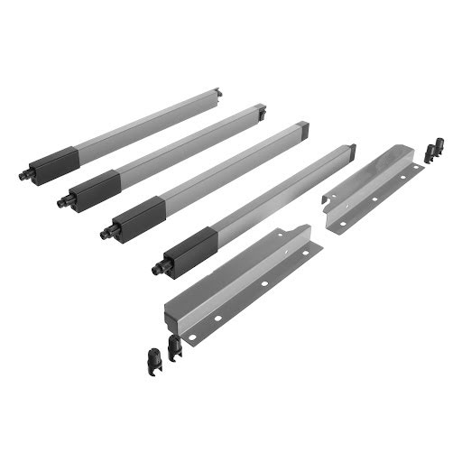 Riex NX40 Set of 4 square longitudinal railings with back brackets, 204/350 mm, grey