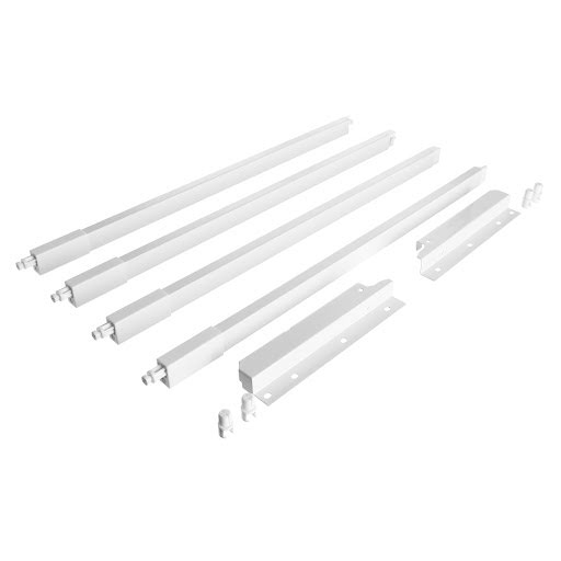 Riex NX40 Set of 4 square longitudinal railings with back brackets, 204/550 mm, white