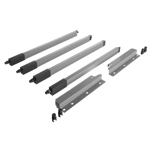 Riex NX40 Set of 4 square longitudinal railings with back brackets, 204/400 mm, grey