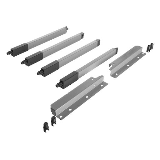 Riex NX40 Set of 4 square longitudinal railings with back brackets, 204/300 mm, grey