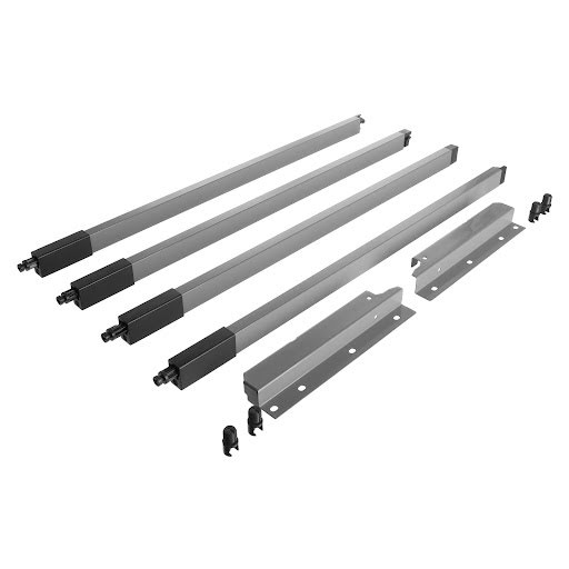 Riex NX40 Set of 4 square longitudinal railings with back brackets, 204/550 mm, grey
